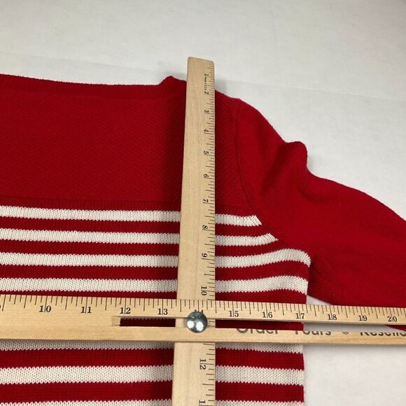 Talbots Intarsia Anchor Sweater Striped Long Sleeve Nautical Pullover PM PETITES - Picture 9 of 10